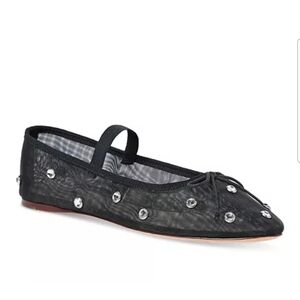 Loeffler Randall Leonie Black Mesh Flats With Rhinestone Accents